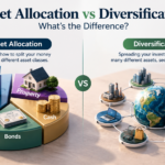 Asset allocation vs diversification, comparing how investments are divided across asset classes and spread across different holdings