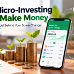 How micro-investing apps make money, illustrating investment apps, fees, subscriptions, partnerships, and customer cash
